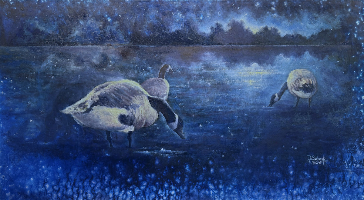 Midnight Geese — Original Oil Painting