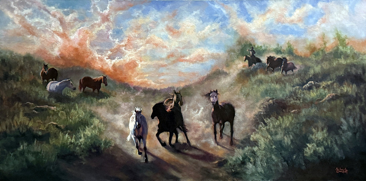 Morning Wrangling — Original Oil Painting